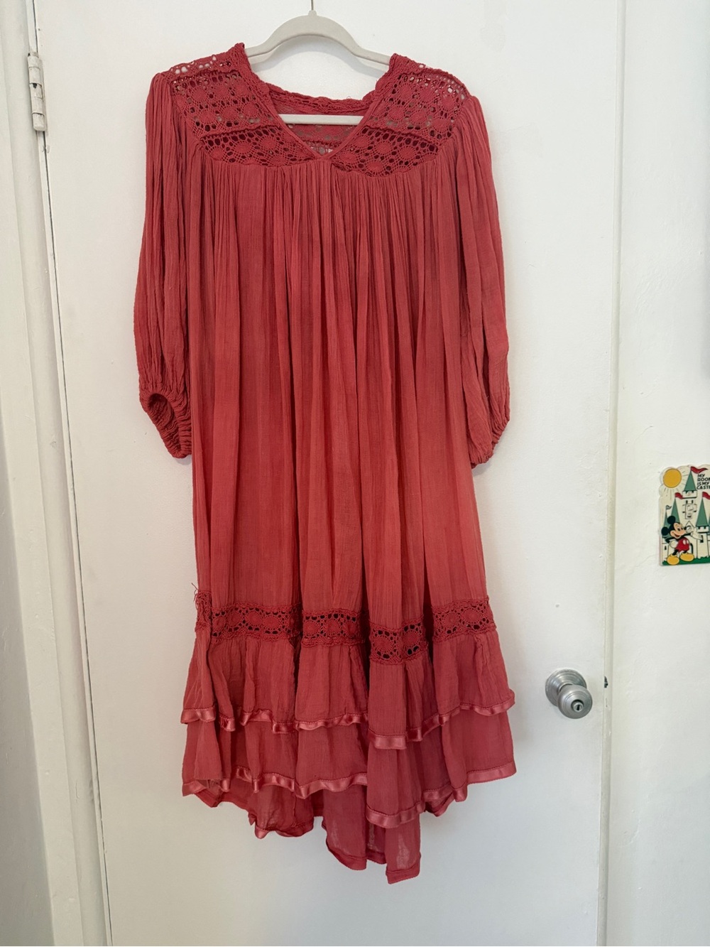 Boho Crochet Cotton Dress - Rose Clay